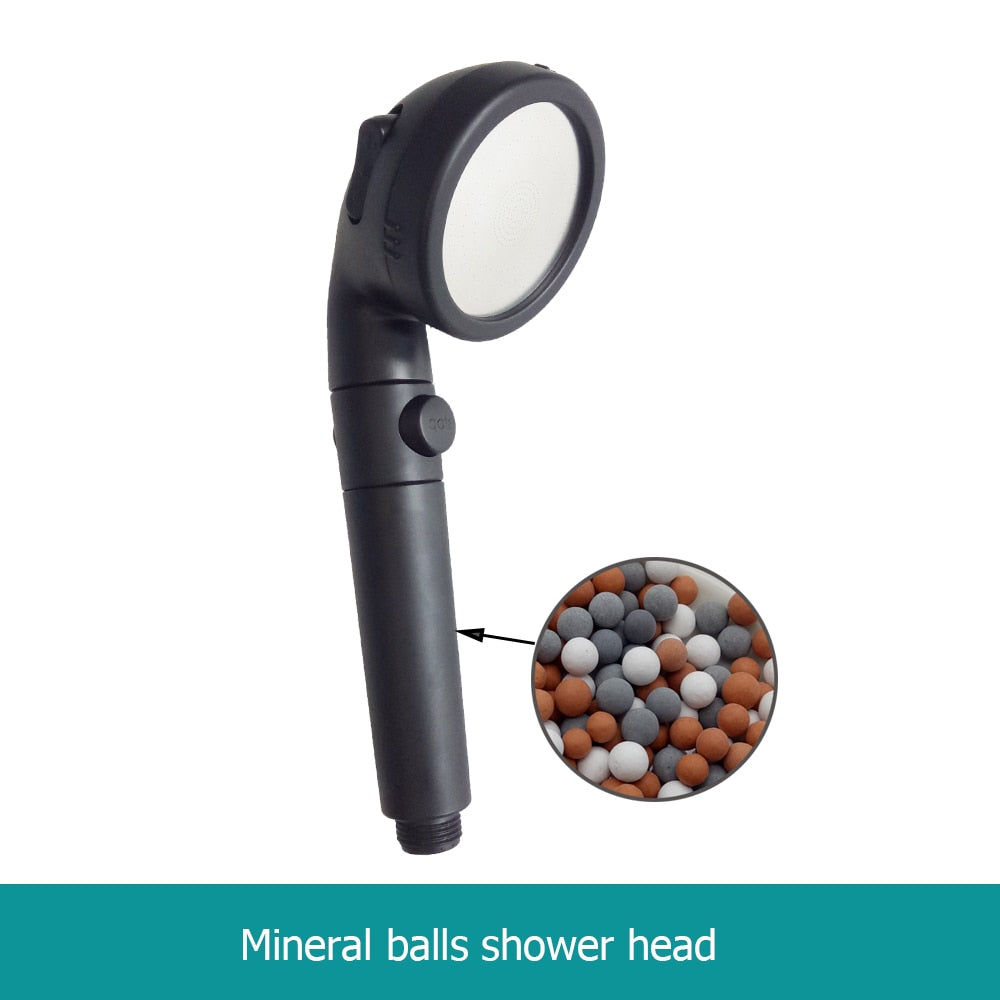 New Tourmaline balls Filter Shower Head Water saving 3 Modes adjustable SPA shower head on/off button high pressure shower eprolo