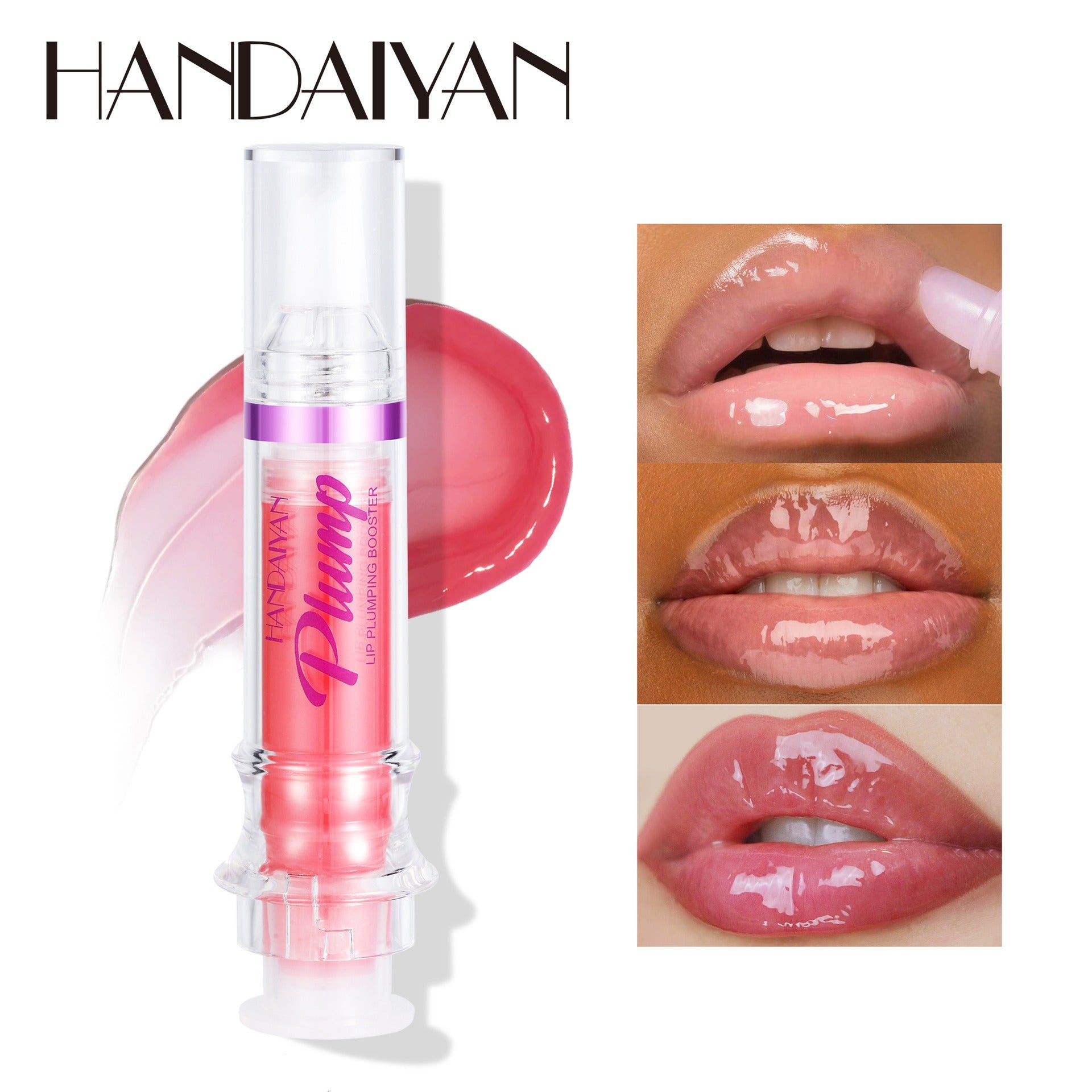 HANDAIYAN PLUMP & POUT Lip Plumping Booster Gloss, High Shine for Plumper Looking Lips,Extreme Shine Crystal Volume Lip Oil eprolo