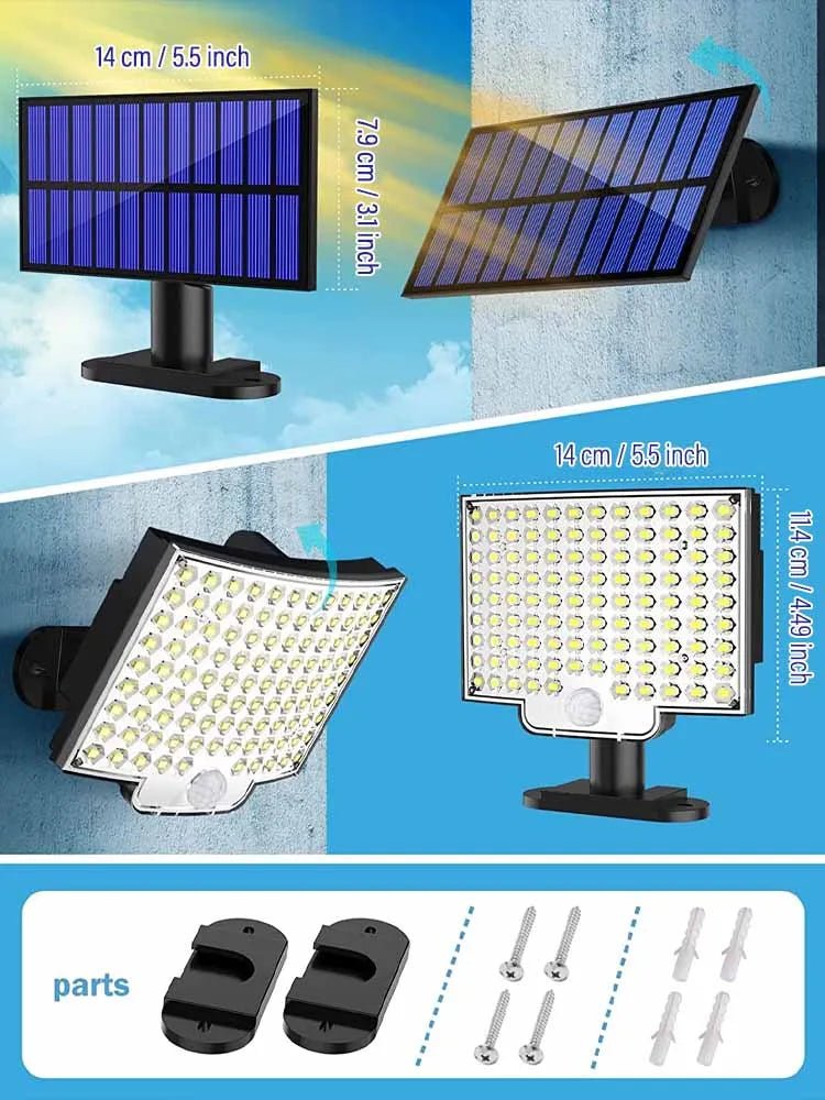 106LED Solar Light Outdoor Waterproof with Motion Sensor Floodlight Remote Control 3 Modes - San Remo Shops