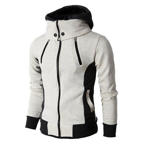 Men's Zip UP Hooded Jacket Fake Two Piece Sports Cardigan Casual Slim Sweatshirt Jacket San Remo