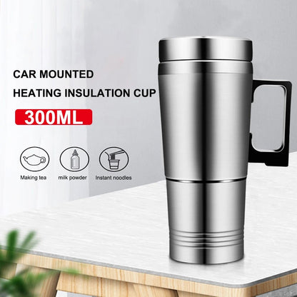 12V 24V 300ML Car Heating Cup Stainless Steel Electric Kettle Water Coffee Milk Thermal Mug for Car Winter Accessories - San Remo Shops