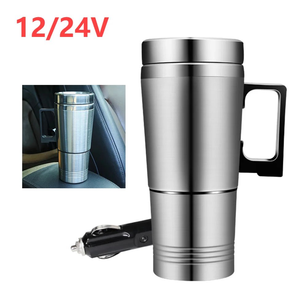 12V 24V 300ML Car Heating Cup Stainless Steel Electric Kettle Water Coffee Milk Thermal Mug for Car Winter Accessories - San Remo Shops