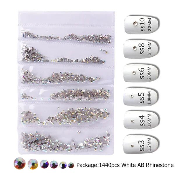 1440pc AB White NaNail Art Decorations Accessories Gem Pen - San Remo Shops