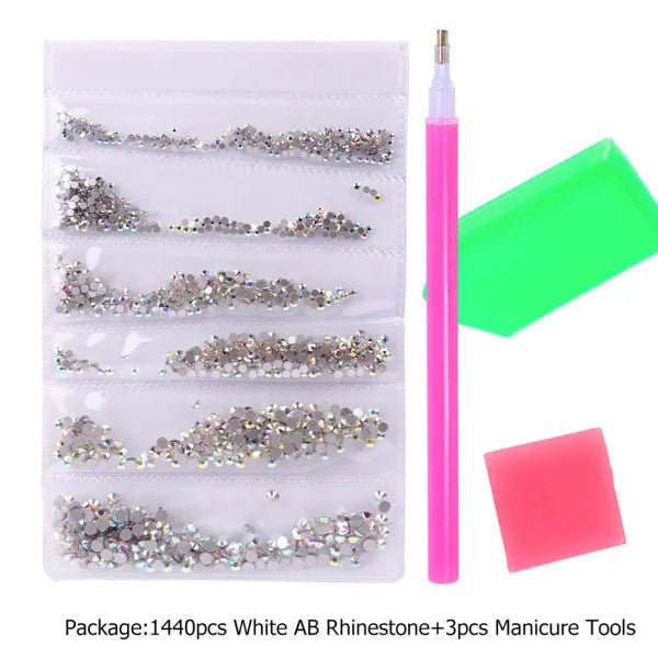 1440pc AB White NaNail Art Decorations Accessories Gem Pen - San Remo Shops