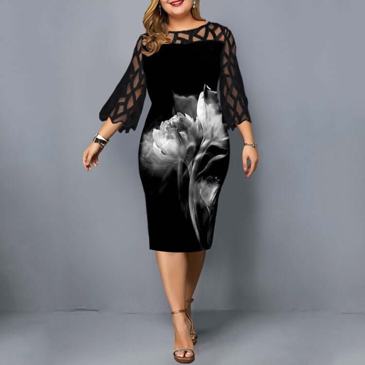 Ladies Floral Plus Size Fat Women Party Bodycon Big Dress