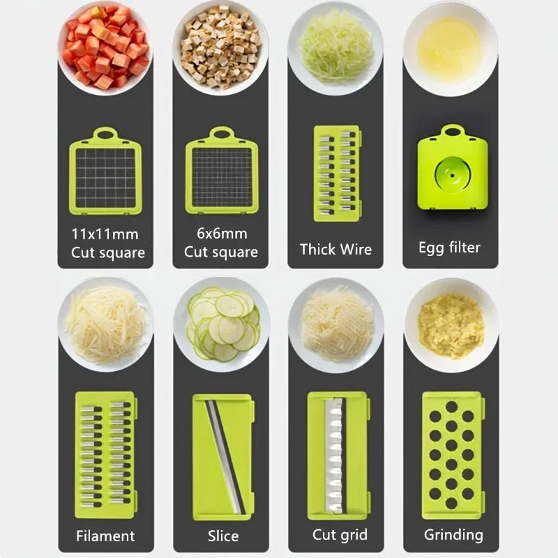 16pcs/Set Vegetable Chopper Multifunctional Fruit Slicer Manual Food Grater Cutter With Container Mincer Chopper Kitchen Stuff - San Remo Shops