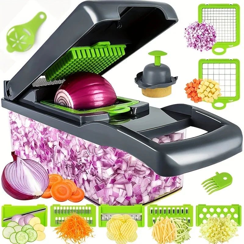 16pcs/Set Vegetable Chopper Multifunctional Fruit Slicer Manual Food Grater Cutter With Container Mincer Chopper Kitchen Stuff - San Remo Shops