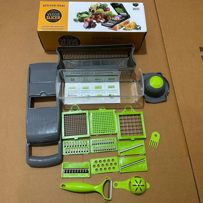 16pcs/Set Vegetable Chopper Multifunctional Fruit Slicer Manual Food Grater Cutter With Container Mincer Chopper Kitchen Stuff - San Remo Shops