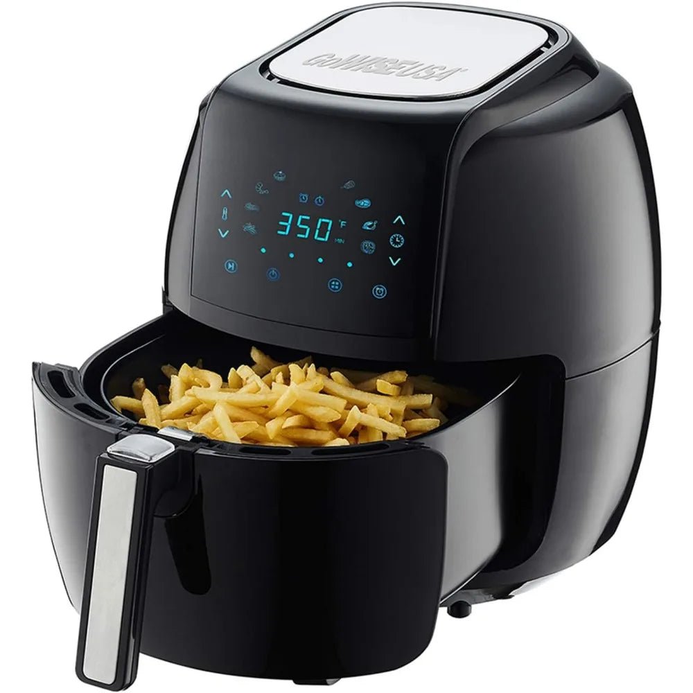 1700 - Watt 5.8 - QT 8 - in - 1 Digital Air Fryer with Recipe Book, Black, Comes with Non - stick Pan and Detachable Basket Equipped - San Remo Shops