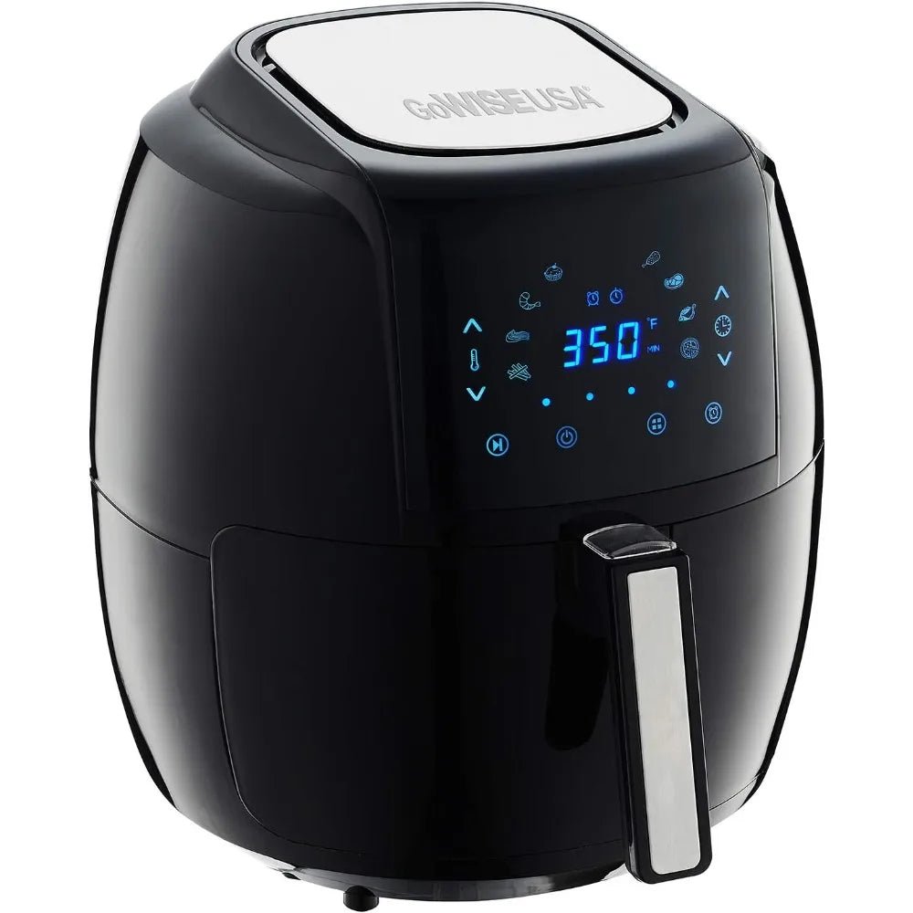 1700 - Watt 5.8 - QT 8 - in - 1 Digital Air Fryer with Recipe Book, Black, Comes with Non - stick Pan and Detachable Basket Equipped - San Remo Shops