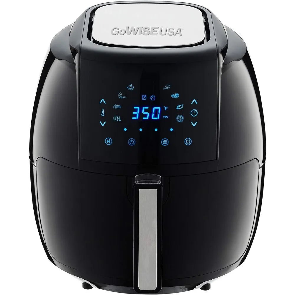 1700 - Watt 5.8 - QT 8 - in - 1 Digital Air Fryer with Recipe Book, Black, Comes with Non - stick Pan and Detachable Basket Equipped - San Remo Shops