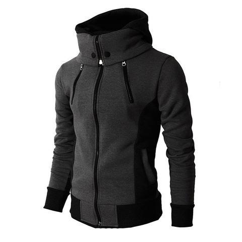 Men's Zip UP Hooded Jacket Fake Two Piece Sports Cardigan Casual Slim Sweatshirt Jacket San Remo