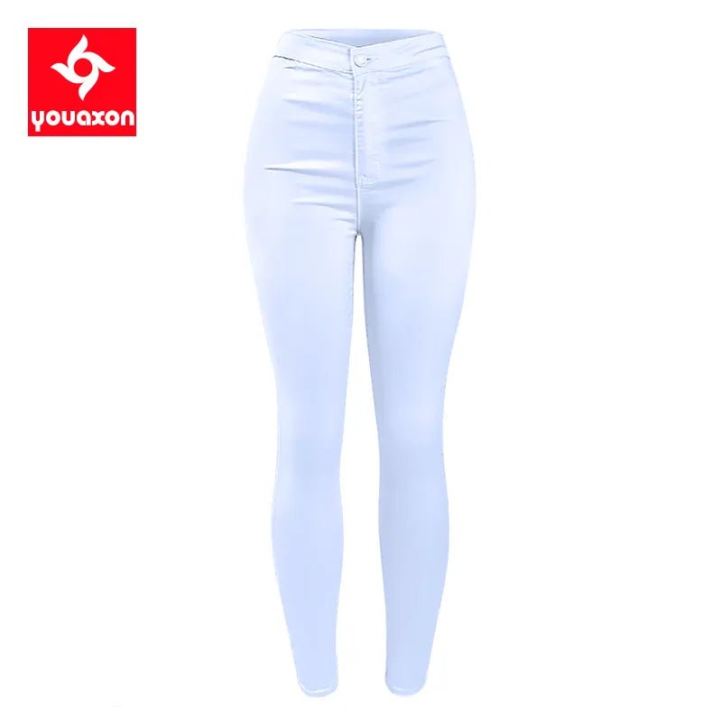 1888 Youaxon Summer Women`s High Waist White Basic Fashion Stretch Skinny Denim Pants Trousers Jeans For Women Free Shipping - San Remo Shops