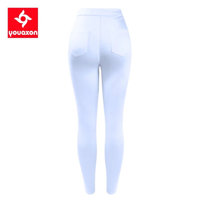 1888 Youaxon Summer Women`s High Waist White Basic Fashion Stretch Skinny Denim Pants Trousers Jeans For Women Free Shipping - San Remo Shops