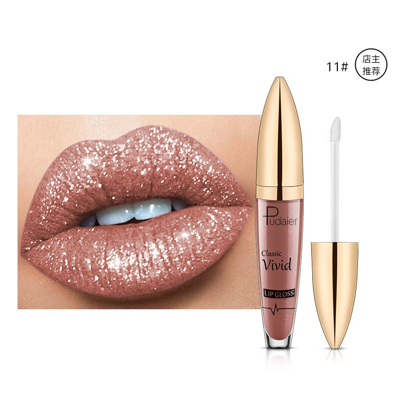 18 Colors Shiny Lip Gloss for Women Long Lasting Matte Glitter Liquid Lipstick Diamond Shiny Lip Gloss Waterproof Lip Makeup San Remo