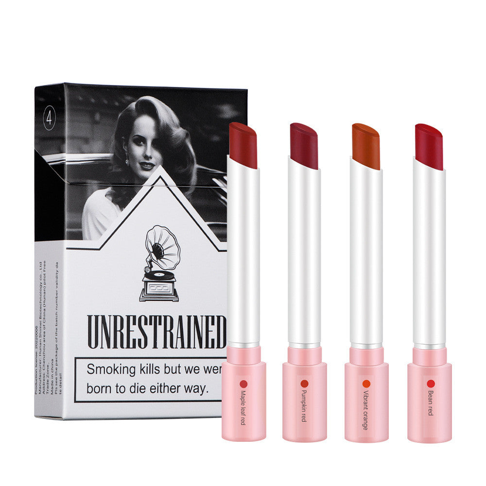 Creative Cigarette Lipstick Set 4 Colors Matte Long Lasting Waterproof Matt Lip Stick Tube Nude Red Lips Makeup San Remo