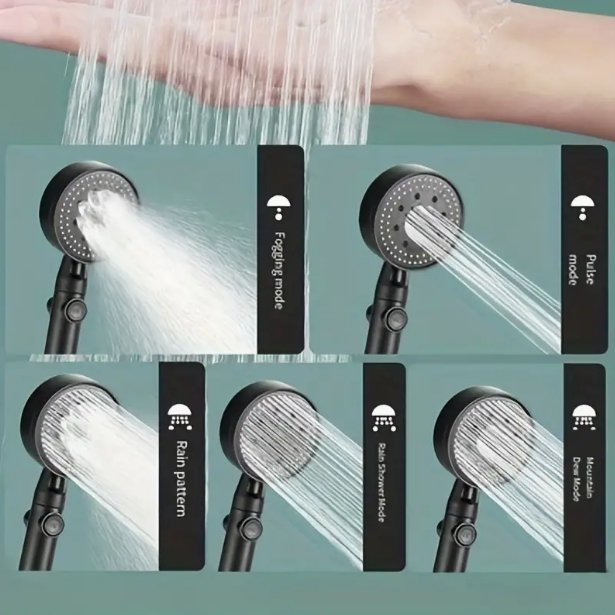 1pc High - Pressure Shower Head, Multi - Functional Hand Held Sprinkler With 5 Modes, 360°Adjustable Detachable Hydro Jet Shower Hea - San Remo Shops