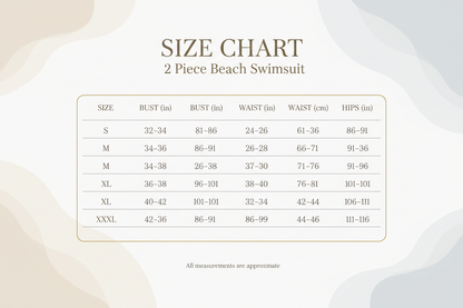 2 Piece Beach Swimsuit Size Chart S-XXXL