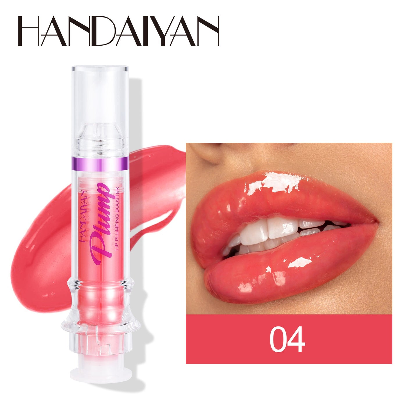 HANDAIYAN PLUMP & POUT Lip Plumping Booster Gloss, High Shine for Plumper Looking Lips,Extreme Shine Crystal Volume Lip Oil eprolo