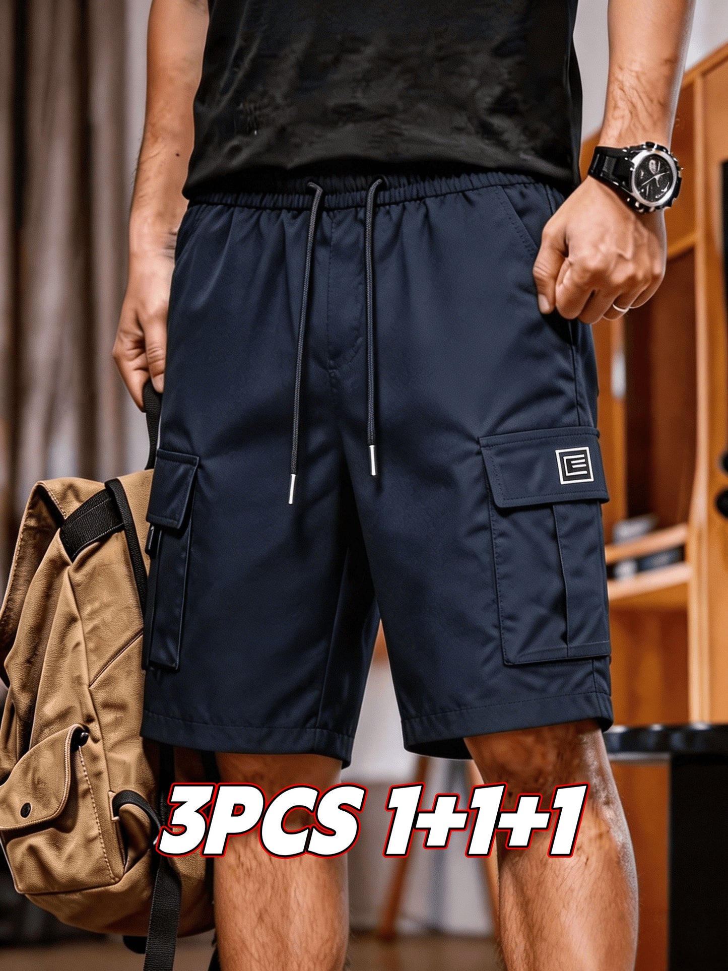 3pcs Men' Quick-Dry Cargo Shorts