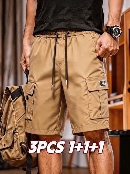 3pcs Men' Quick-Dry Cargo Shorts