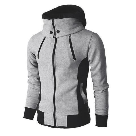 Men's Zip UP Hooded Jacket Fake Two Piece Sports Cardigan Casual Slim Sweatshirt Jacket San Remo