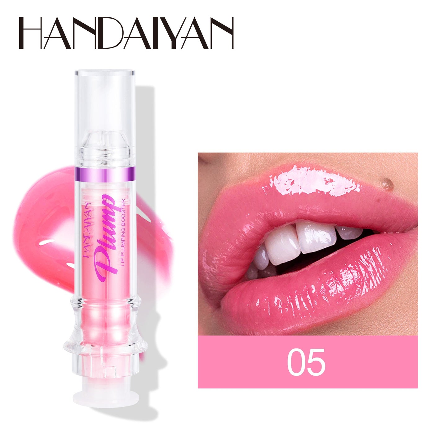 HANDAIYAN PLUMP & POUT Lip Plumping Booster Gloss, High Shine for Plumper Looking Lips,Extreme Shine Crystal Volume Lip Oil eprolo