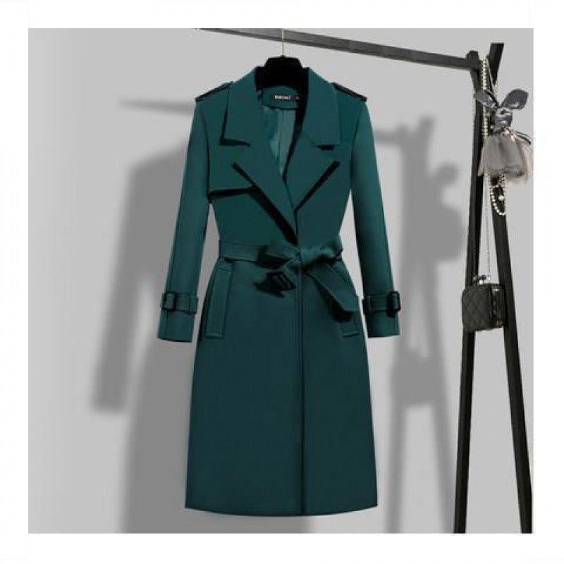 Elegant Slim-fit Slimming Waist Mid-length Trench Coat