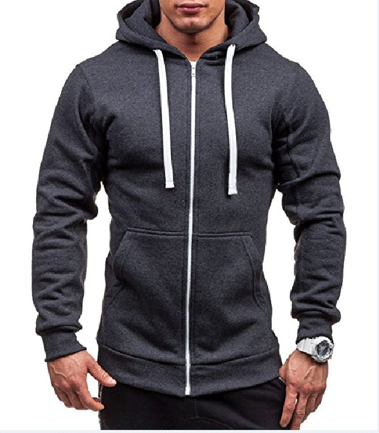 New casual hoodie zippered hoodie jacket men's solid color cardigan eprolo