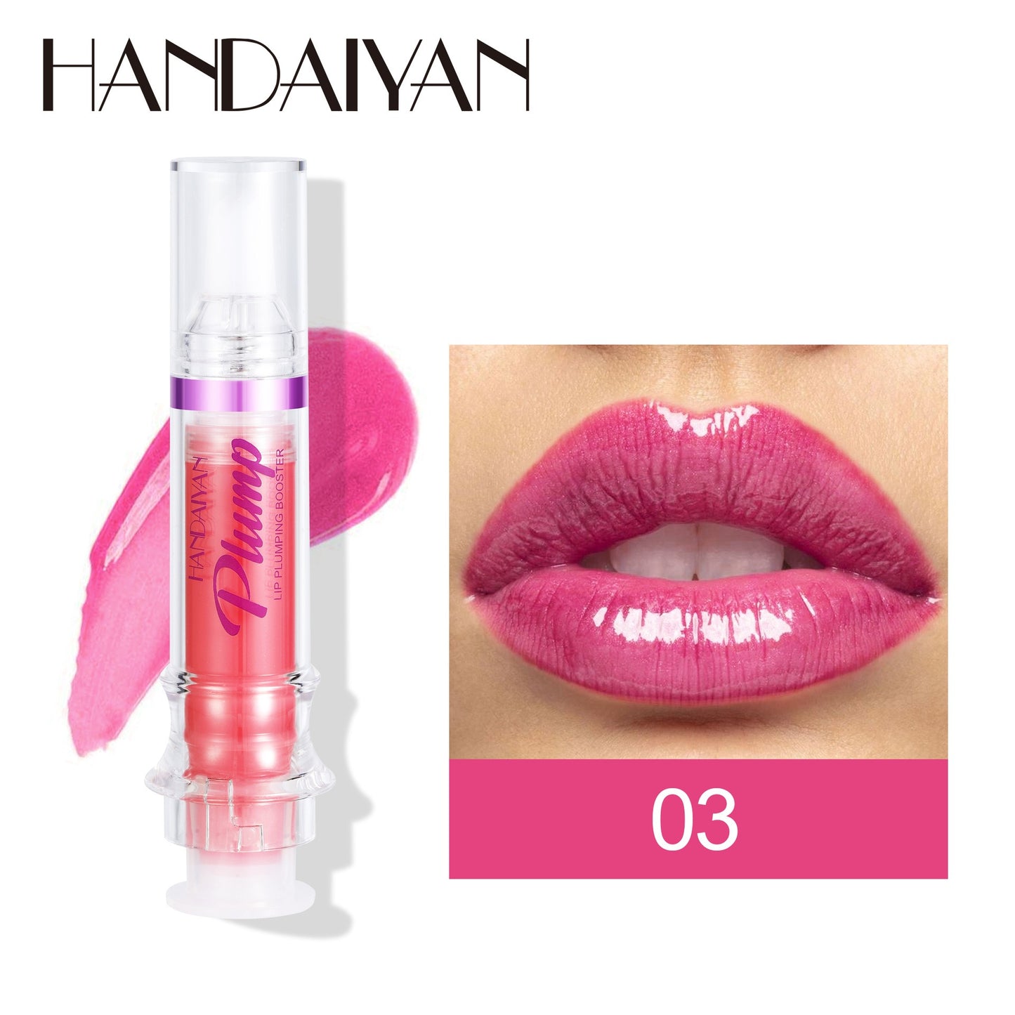 HANDAIYAN PLUMP & POUT Lip Plumping Booster Gloss, High Shine for Plumper Looking Lips,Extreme Shine Crystal Volume Lip Oil eprolo