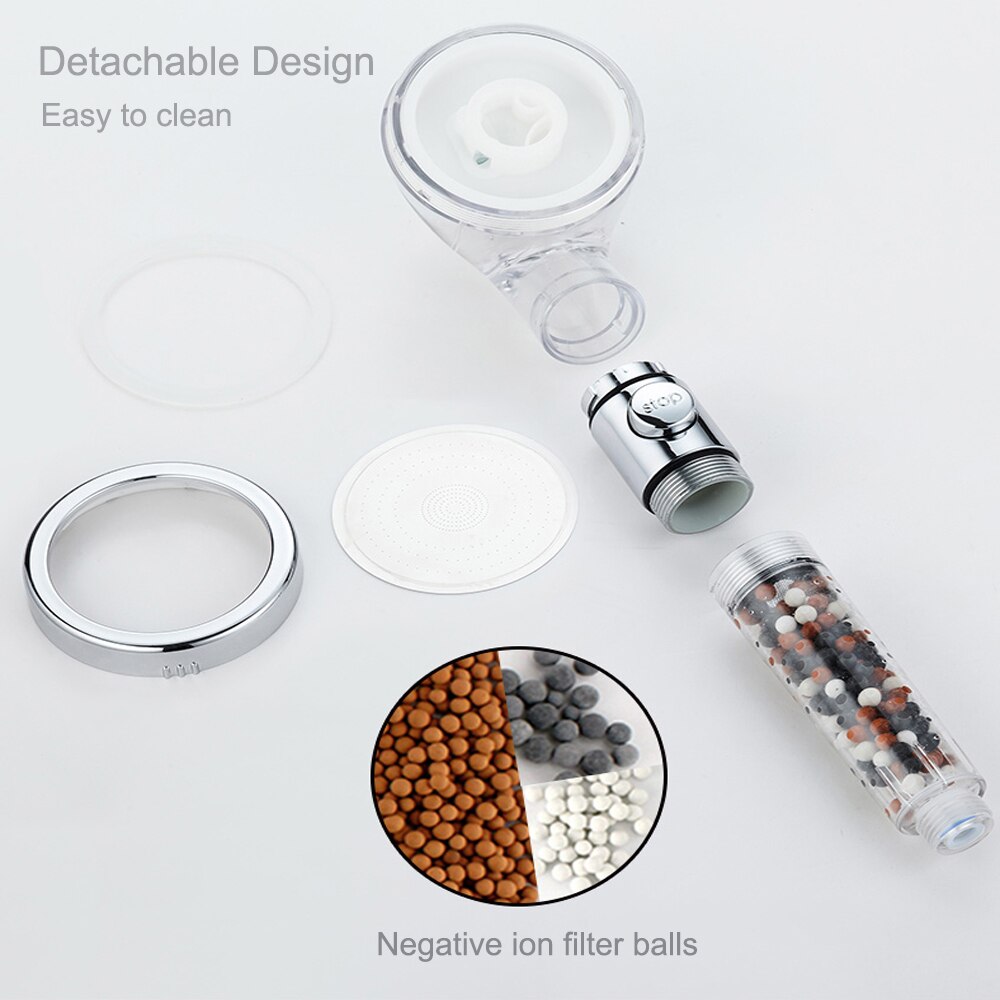 New Tourmaline balls Filter Shower Head Water saving 3 Modes adjustable SPA shower head on/off button high pressure shower eprolo