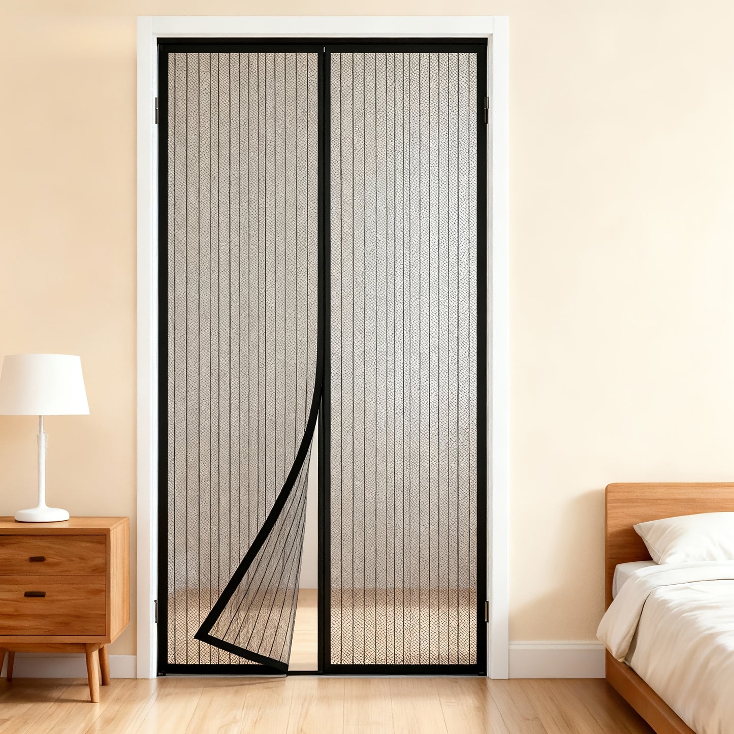 Screen door curtain, insect and mosquito repellent