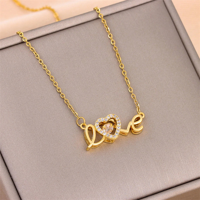 Valentines Day Gift New Titanium Steel Necklace Fashion New Love Smart Necklace Female Clavicle Chain Fashion Jewelry Woman San Remo