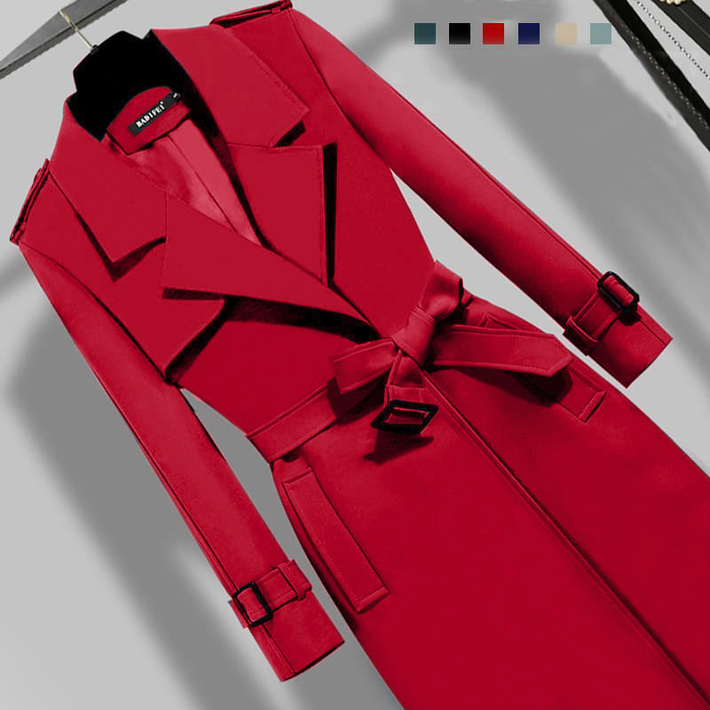 Elegant Slim-fit Slimming Waist Mid-length Trench Coat