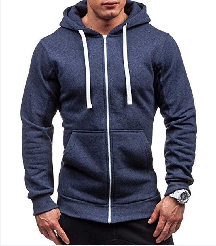 New casual hoodie zippered hoodie jacket men's solid color cardigan eprolo