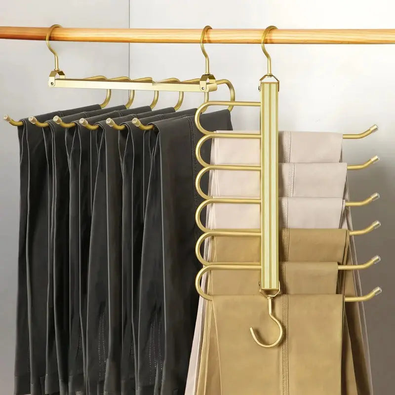 6 Layers Aluminum Pants Hangers,Space Saving Jean Scarf Organizer,Multi-Functional Closet Heavy Rack for Slacks Jeans Trousers eprolo