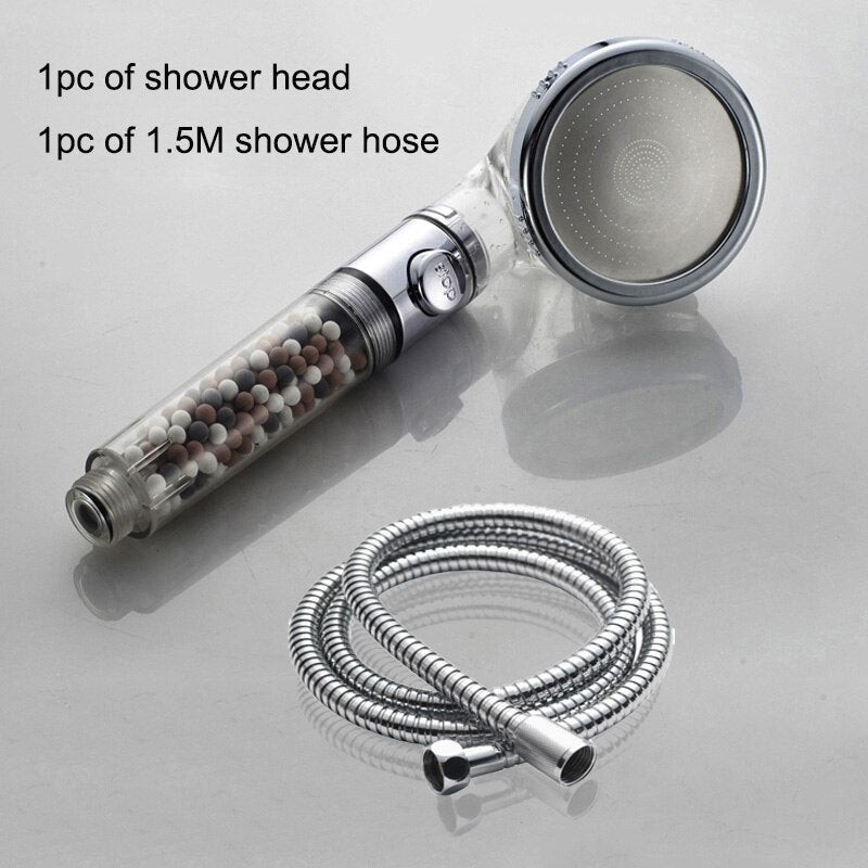 New Tourmaline balls Filter Shower Head Water saving 3 Modes adjustable SPA shower head on/off button high pressure shower eprolo