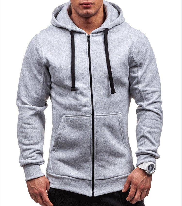 New casual hoodie zippered hoodie jacket men's solid color cardigan eprolo