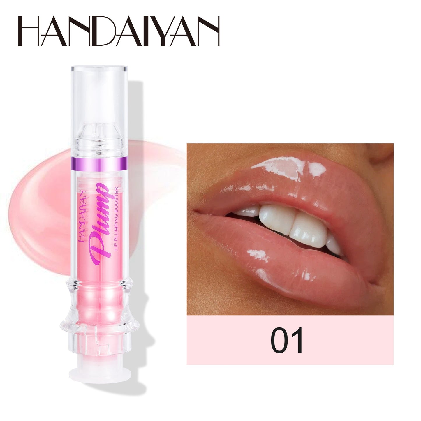 HANDAIYAN PLUMP & POUT Lip Plumping Booster Gloss, High Shine for Plumper Looking Lips,Extreme Shine Crystal Volume Lip Oil eprolo