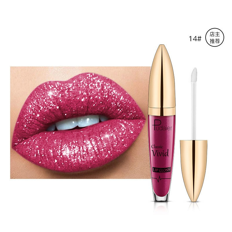 18 Colors Shiny Lip Gloss for Women Long Lasting Matte Glitter Liquid Lipstick Diamond Shiny Lip Gloss Waterproof Lip Makeup San Remo