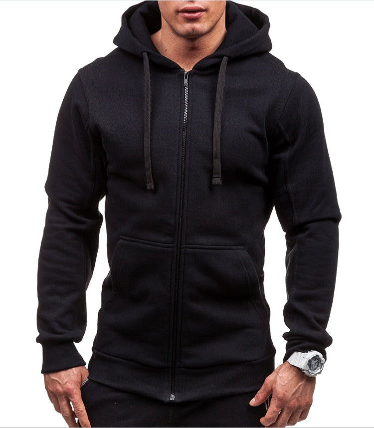 New casual hoodie zippered hoodie jacket men's solid color cardigan eprolo