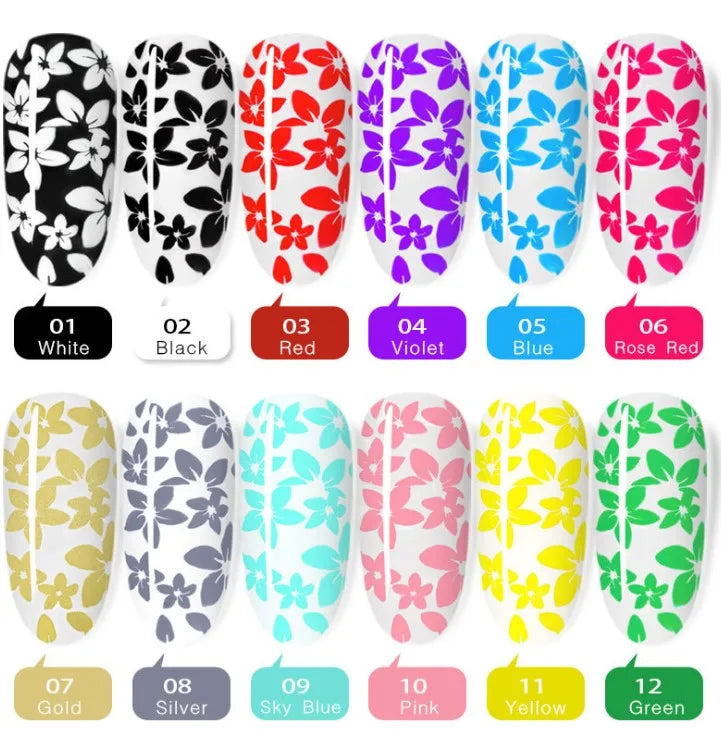 8ml Nail Stamping Gel Polish Stamp Print Oil UV Gel Lacquer Soak Off Varnish for Nail Art Stamping Plate  12 colors San Remo