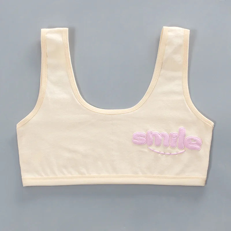 Teen bra girl vest Cotton Spandex Big Girl's Sport 7-14 Years Adolescente Kids Underwear Letter Racerback Training 1 piece eprolo