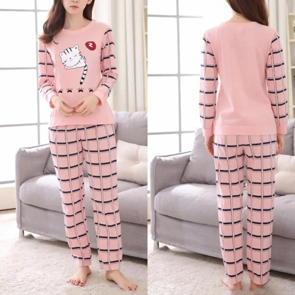 O-Neck Long Sleeve Pajamas Two Piece Home Wear San Remo