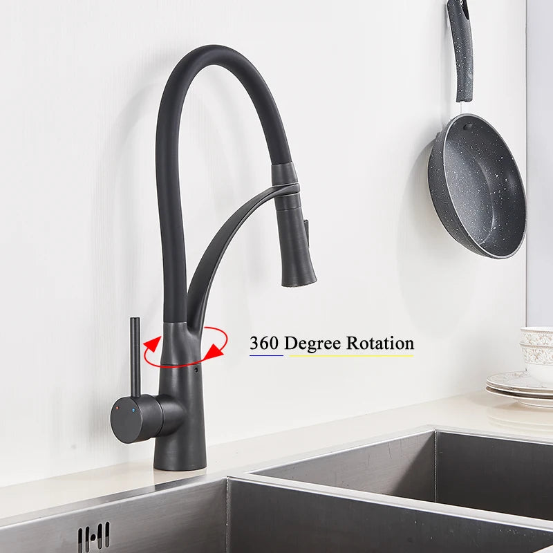 Kitchen Faucet Spray/Stream 2Ways Single Handle Cold Hot Water Mixer Taps Pull Down Deck Mounted Crane For Sinks San Remo