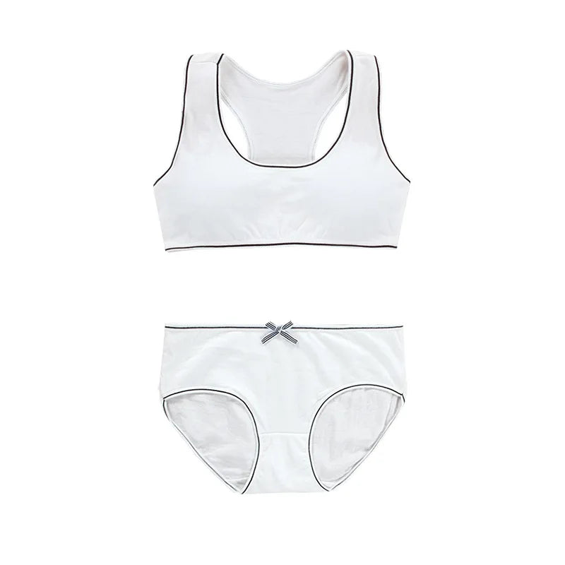 Student Girl Bra Underwear Set Without Steel Ring Cotton Puberty Vest Sports Underwear Teenage Girls Top eprolo