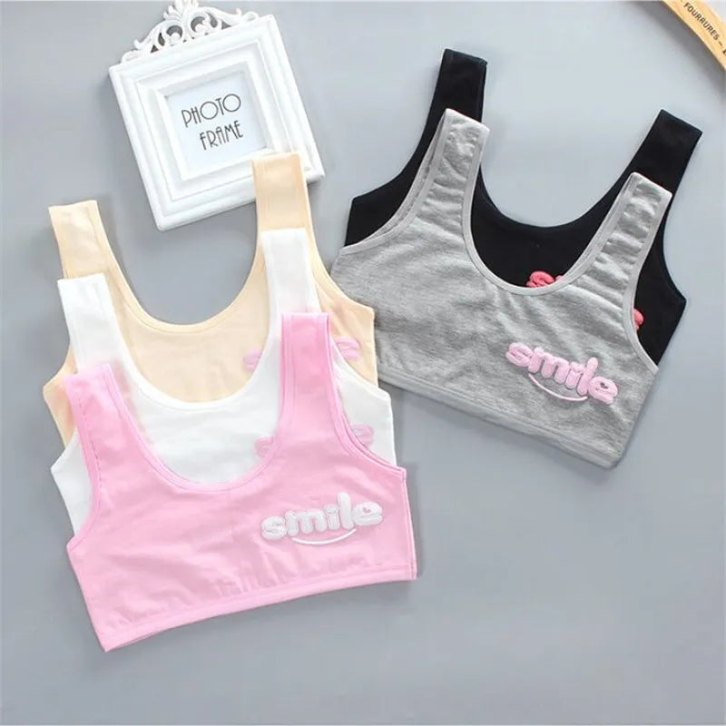 Teen bra girl vest Cotton Spandex Big Girl's Sport 7-14 Years Adolescente Kids Underwear Letter Racerback Training 1 piece eprolo