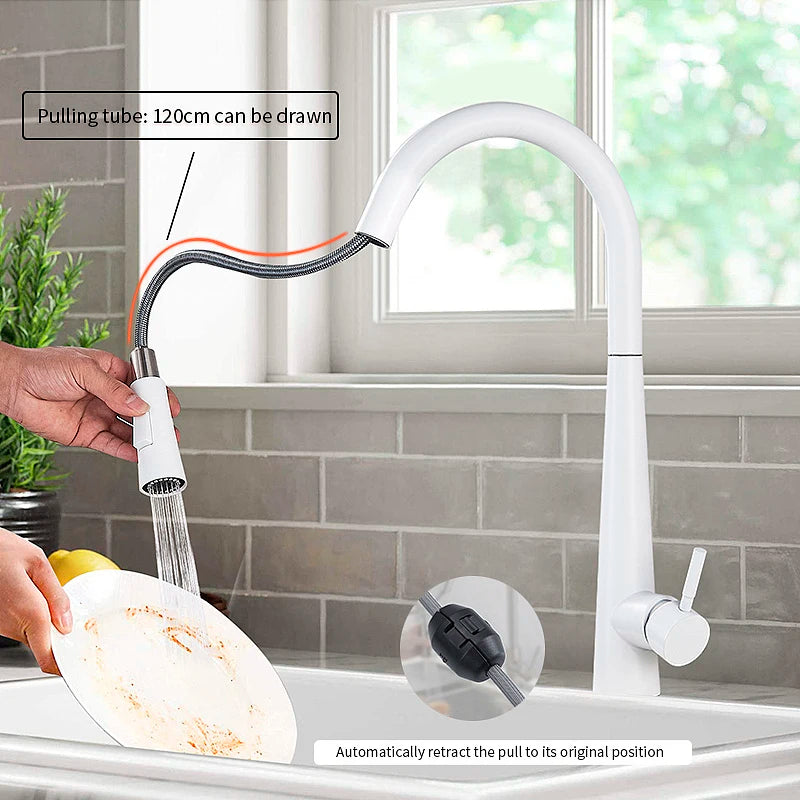 Onyzpily Sensor Kitchen Faucet White Intelligent Touch Inductive Sensitive Faucet Mixer Water Tap Single HandleDual Outlet Water San Remo