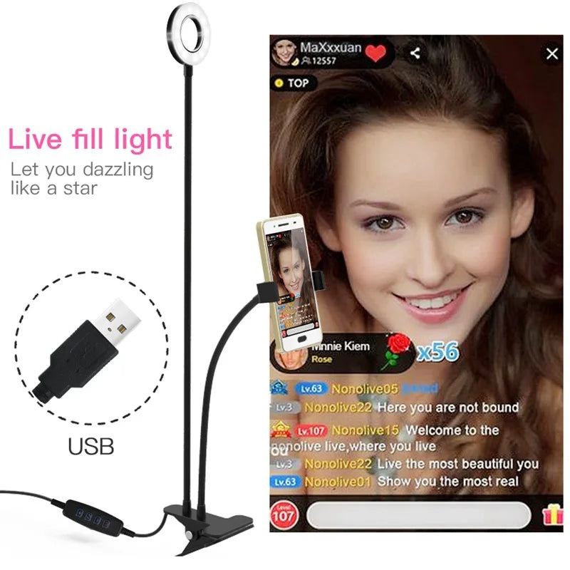 2024 Selfie Ring Light With Flexible Mobile Phone Holder Lazy Bracket Desk Lamp LED For Youtube Live Stream Office Kitchen Stand San Remo Shops