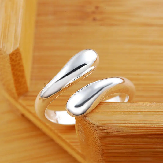 Free shipping silver color for women men Charm fashion Hot Sell smooth Drop open Ring jewelry Lowest Factory Price  R12 San Remo